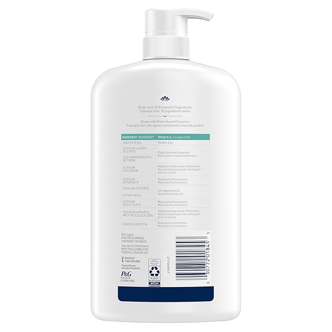 Ivory Body Wash, Designed for the Whole Family, Gentle Formula, Free of Dyes Heavy Perfumes Parabens Phthalates & Silicones, Designed for Skin's pH, Fragnance-Free, 35 oz