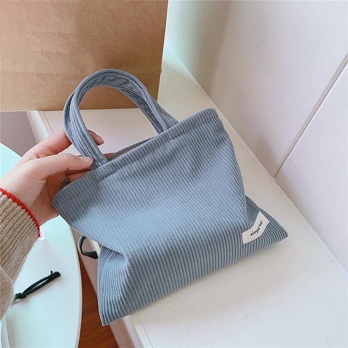 Wudygirl Makeup Bag Travel Cosmetic Bag for Women Small Makeup Pouch with Handle Zipper Cosmetic Pouch Handbag Aesthetic (Light Blue)