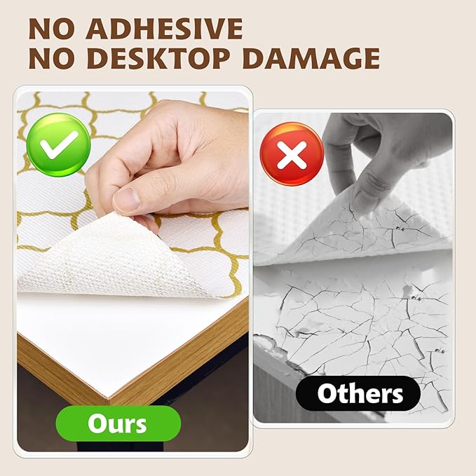 Shelf Liners for Kitchen Cabinets 23in x 30FT Non Adhesive Drawer Liner Gold Quatrefoil Thickened Shelf Liner Paper Strong Non-Slip Easy to Clean for Tool Box Refrigerator with Knife and Tape Measure