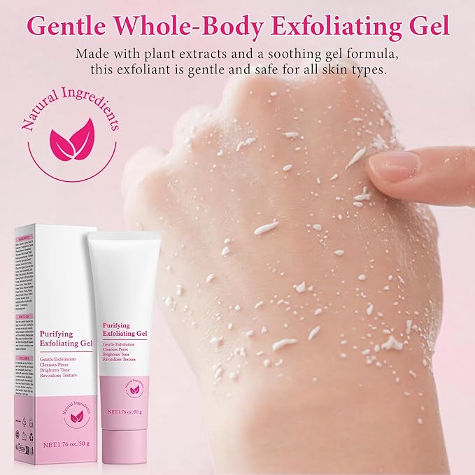 Purifying Exfoliating Gel, 2 Pack Face Facial Exfoliator Cleanser, Gentle Face Scrub Exfoliating Gel Purifying for Facial & Body Deep Cleansing, Regulates Water & Oil Balance, Smoother & Softer