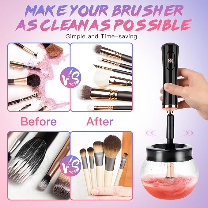 Makeup Brush Cleaner Machine - Super Fast Electric Makeup Brush Cleaner and Dryer - Quick Wash and Dry in Seconds - Suit for Most Makeup Brush Sizes