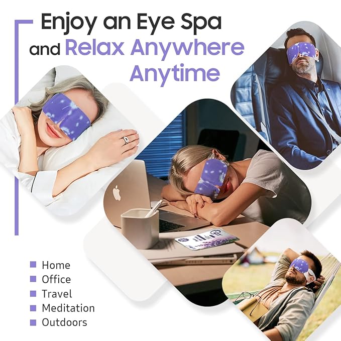 30Packs Steam Eye Mask, Heated Eye Mask Warm Compress for Eyes, Self Heating Disposable Steam Mask for Home Sleep, Spa, Travel Essentials & Relaxation Gifts, Stocking Stuffers (Lavender)
