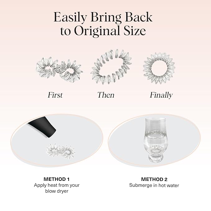 Kitsch Spiral Hair Ties for Women – Coiled Plastic Hair Ties No Damage, Ponytail Holders for Thick and Thin Hair – Creaseless and Dent-Free, Phone Cord Style | Ideal Gifts for Women - Blonde, 8Pcs