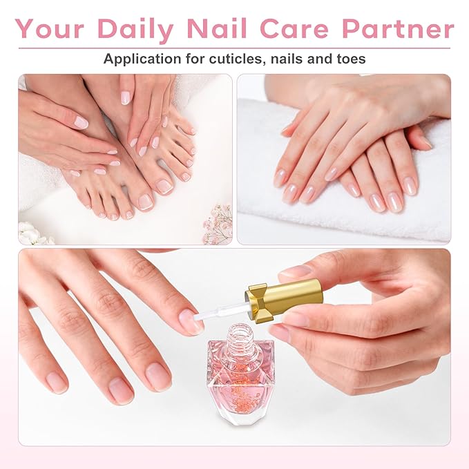 JIASHENG Cuticle Oil, Scented Cuticle Nail Oil Infused with Real Flowers, Hydrates, Moisturizes, Strengthens, Repairs, Revitalizing Cuticle Oils for Nails Damage Dry Cuticle, Peach, 12ml
