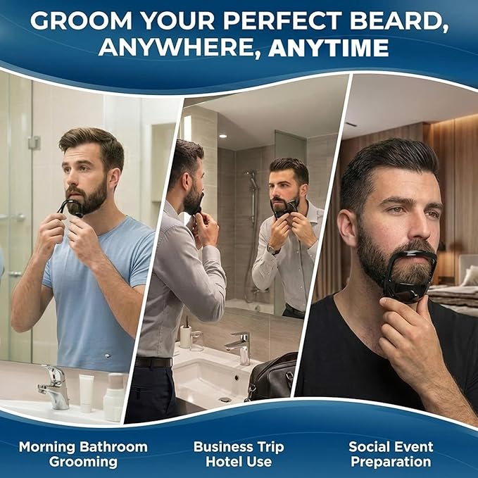 Beard Shaping Tool With 5 Templates, Precision Beard Guide For Clean Lines And Goatee, Durable ABS Beard Shaper Tool For Home Grooming, Portable Beard Accessories For Men (Transparent)