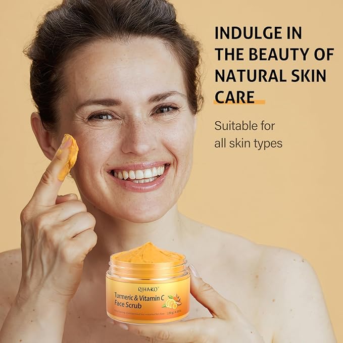 Easter Gifts for Women Turmeric Vitamin C Face Scrub-Turmeric Microdermabrasion Exfoliating Facial Scrub Vitamin C Face Exfoliator