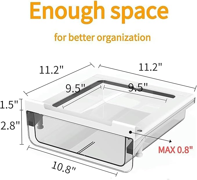 vacane Kitchen Organizer Drawer, Clear Under Shelf Drawer,Pantry Drawer Under Cabinet Shelf Hanging Storage, Pull Out Bins Organizer