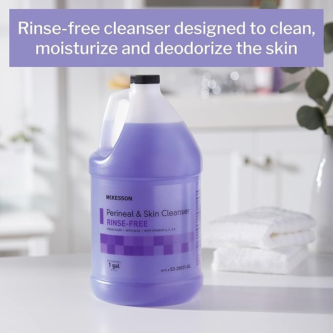 McKesson Perineal Skin Cleanser with Aloe, 1 Gallon [Pack of 4] Rinse-Free Body Wash for Incontinence or Ostomy Care, Fresh Scent