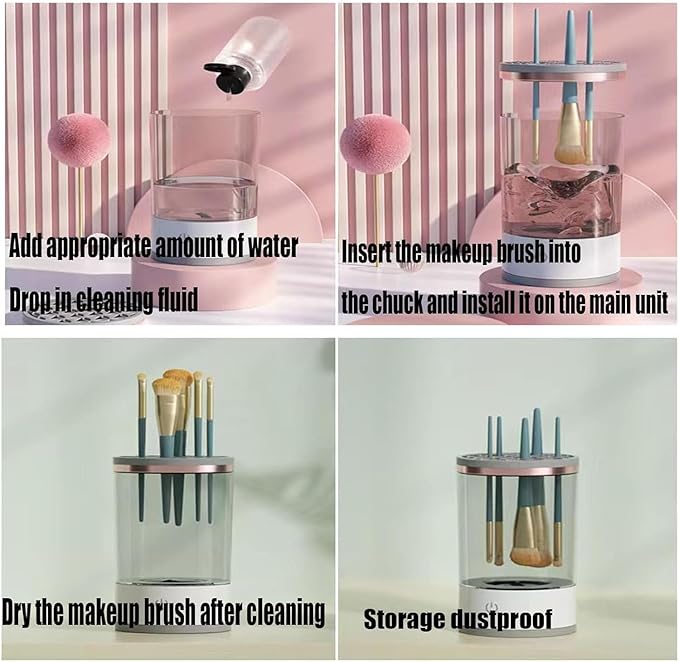 Beauty Swirl Cosmetic Brush Cleaner, Makeup Brush Cleaner, The Cozy Luna Brush Cleaner, Electric Makeup Brush Cleaner Machine for Deep Cleaning All Size Makeup Brus (Transparent+Black)