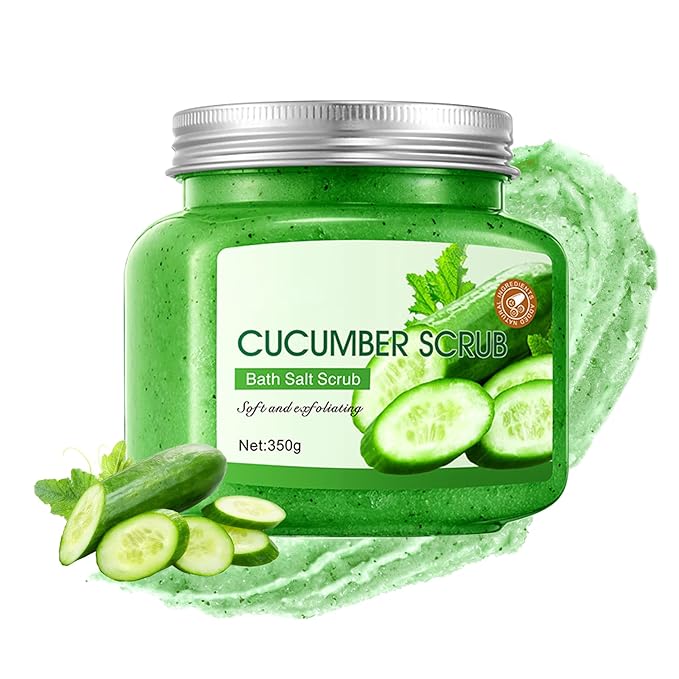 Cucumber Body Exfoliator, Deep Cleaning Exfoliating Body Scrub, Moisturizing Nourishing Salt Rose Body Scrub, 350 g