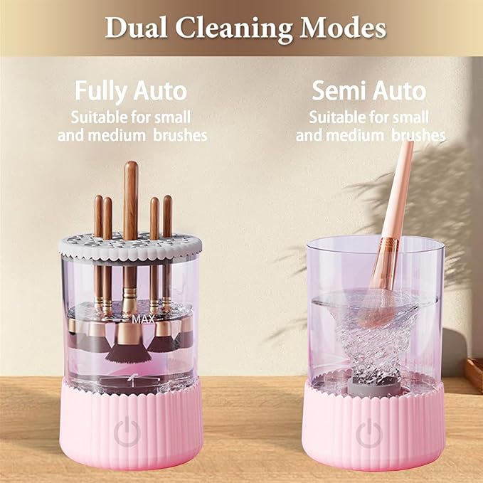 Automatic Makeup Brush Cleaner, Makeup Brush Cleaner Machine, Make Up Brush Cleaner Suitable for Various Sizes of Makeup Brushes,Cleaning and Drying 2 in1 Electric Makeup Brush Cleaners.