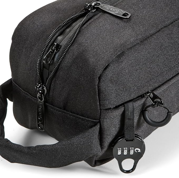 Cookies Smell Proof Head Stash Bag – Unisex Toiletry Bag for Men & Women with Lock, Double Zipper Closure, Durable Poly Canvas Build – Travel Case for Personal Hygiene Products & Grooming Kits – Black