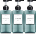 Soap Dispenser Bathroom, YACEYACE 16.9oz Set of 3 Clear Blue Shampoo Bottles, Refillable Pump Bottles Shampoo Dispenser, Soap Dispenser for Kitchen
