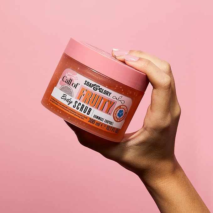 Soap & Glory Call Of Fruity Exfoliating Body Scrub - Tropical Fruit Scented Body Polish with Coconut Shell Powder (300ml)