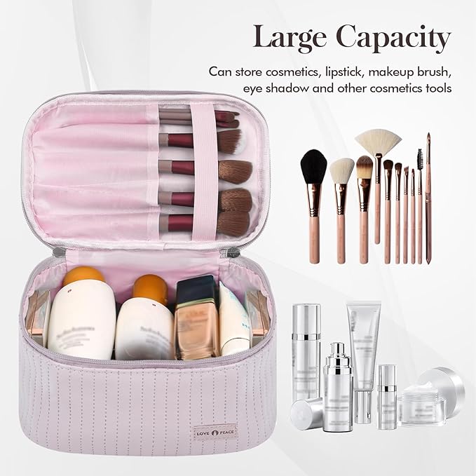 Makeup Bag Travel Cosmetic Bag, Large Capacity Makeup Organizer Bag and Storage, Portable PU Leather Pouch Toiletry Bag Make up Organizer, Cosmetic Bags for Women