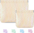 2 PC Pocket Cosmetic Bag for Purse, Lipstick & Coin Storage Purse Organizer Pouches,Small Cosmetic Bag for Women,Holographic Yellow Faux Leather Waterproof, Travel Makeup Pouch & Essentials