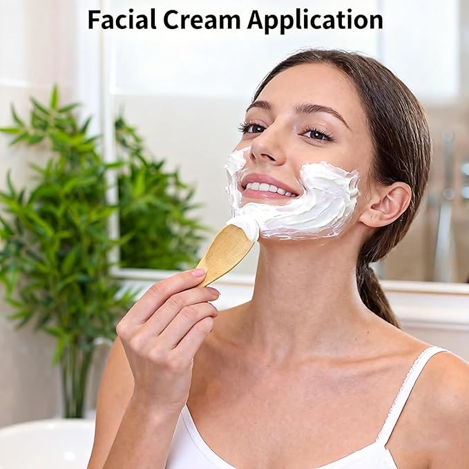 6 PCS Reusable Bamboo Applicators – Multi-Functional Tools for Deodorant Cream, Facial Mud, Clay Masks & Cosmetics, Ideal for Home Skincare Routines
