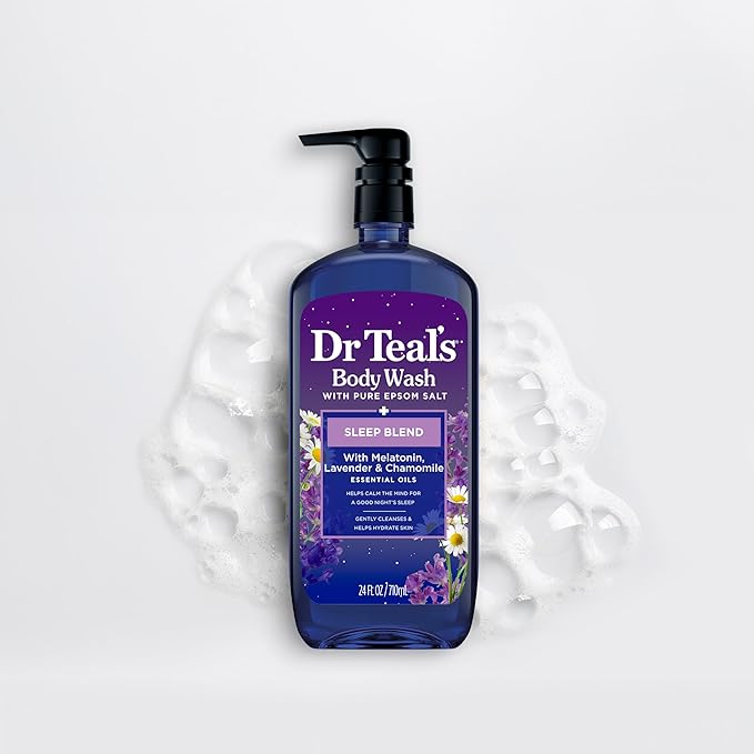 Dr Teal's Sleep Blend Body Wash with Pure Epsom Salt, Melatonin & Essential Oil Blend, 24 fl oz (Pack of 2)