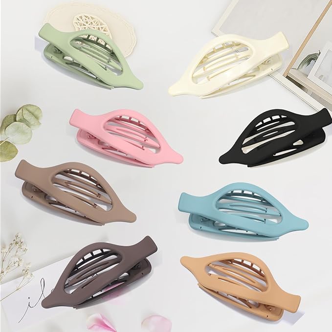8PCS Flat Hair Claws Matte Non-Slip Clips for Women, Strong Hold Hair Accessories for All Hair Types, Daily Wedding Party Date Beach Use (Style4(Oval))
