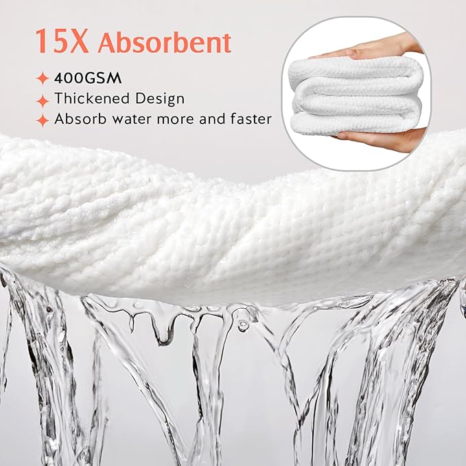 YFONG 2 Pack Microfiber Hair Towel Wrap for Women, Super Absorbent Quick Dry Hair Turban for All Hair Style Anti Frizz, Large Hair Drying Towel with Button