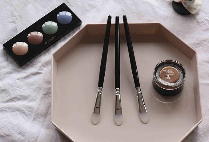 LORMAY 3 Pcs Silicone Eyeshadow and Lip Mask Makeup Brushes, Professional Tools for Applying Cream or Liquid Eye Shadows and Lip Colors