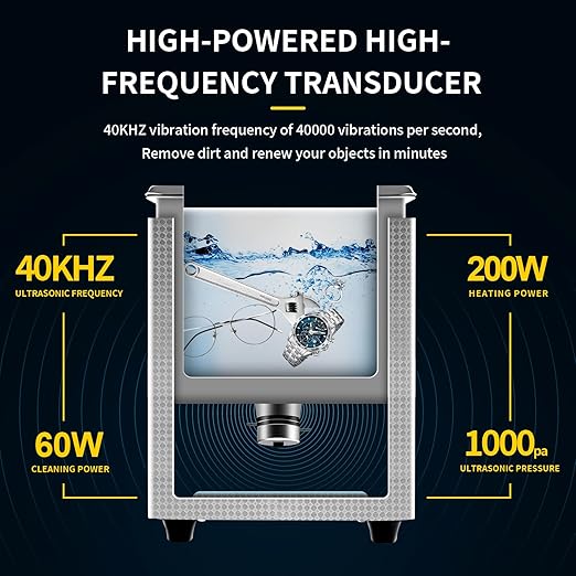 Ultrasonic Cleaner 2L Dual-Frequency Professional Digital Stainless Steel Cleaning Machine with Heater Timer for Denture, Coins, Small Metal Parts, Circuit Board, Lab Tools, etc