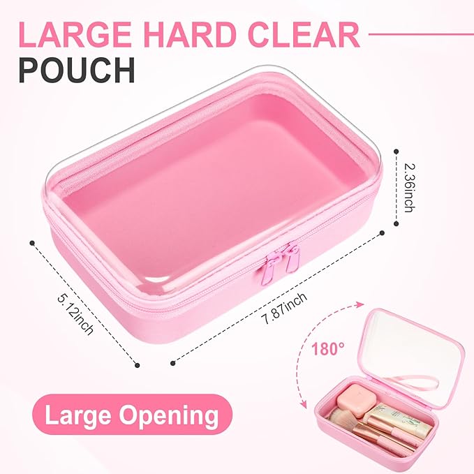 4 Pcs Hard Clear Zipper Case Hard Shell Plastic Pencil Case Large Transparent Pencil Box Portable Travel Organizer Toy Storage Bins for Home Office Cosmetics(Beige, Orange, Dark Blue, Green)