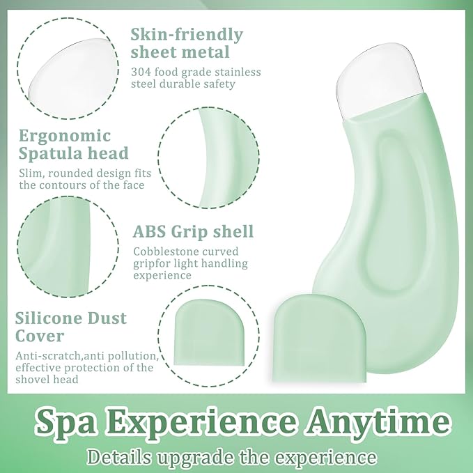 2PCS Silicone Blackhead Remover Tool, Silicone Face Spatula, Pore Scraper, Deep-Cleaning Skin Scraper, Universal Skincare Tool for Both Men and Women (Green Skin Tone)