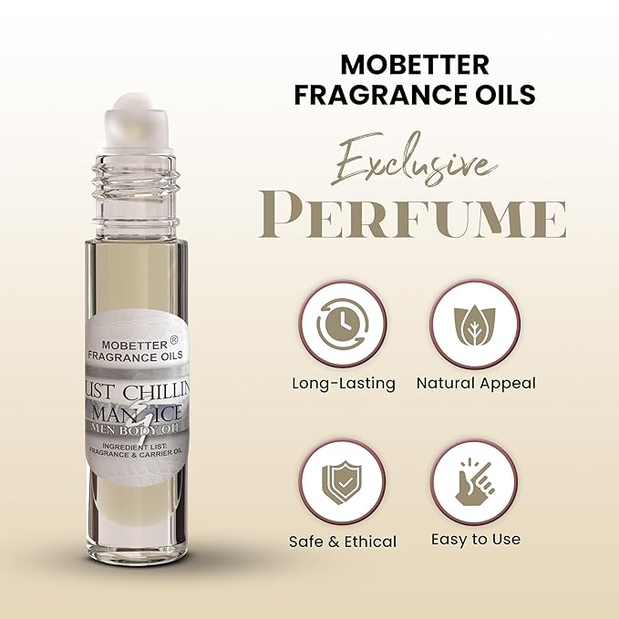 MOBETTER FRAGRANCE OILS Just Chillin Man & Ice Men Cologne Body Oil 1/3 oz roll on Glass Bottle