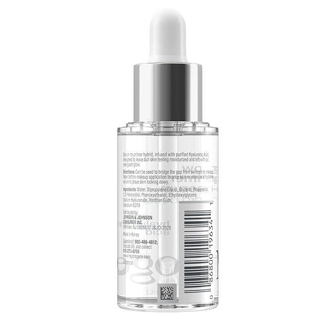 Neutrogena Hydro Boost Glow Booster Primer & Serum, Hydrating & Moisturizing Face Serum-to-Primer Hybrid, Infused with Purified Hyaluronic Acid & Designed to Instantly Hydrate, 1.0 fl. oz (Pack of 2)