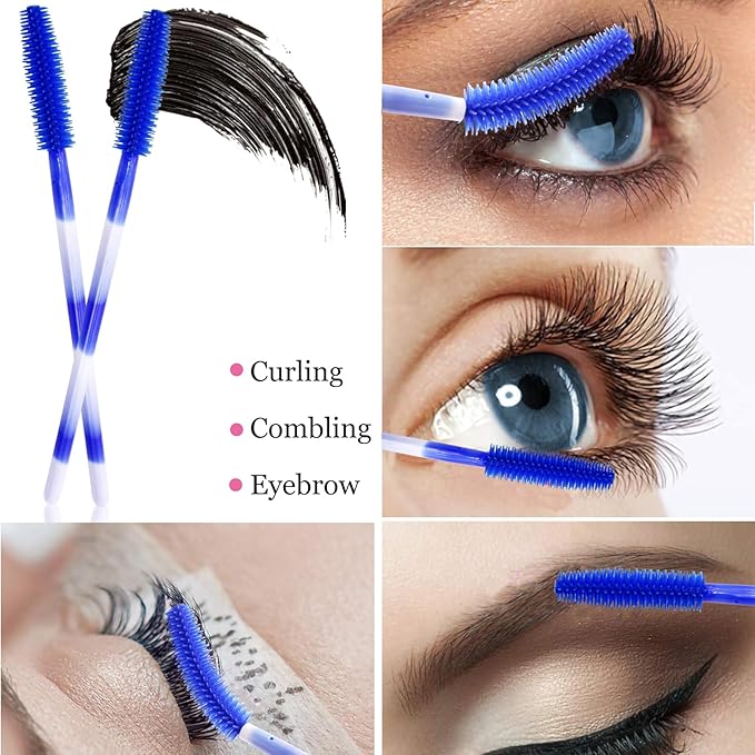 BIHRTC 100PCS Mascara Wands Disposable Lip Applicators liner Brushes Makeup Tools Silicone Eyelash liner Brushes Lip Brushes for Women Girls Salon Beauty Cosmetic Make Up Tool