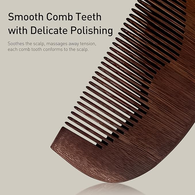 Beard & Mustache Wood Comb - Ideal for Oils and Balms, Anti-Static for All Beard Types, Pocket-Sized