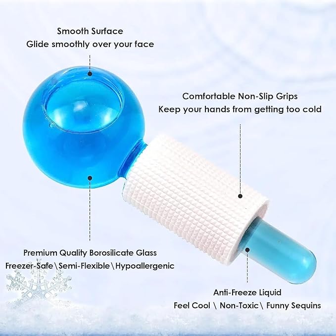 Facial Ice Globe | Smart Cool Face Roller Ball | Cooling Massage Tools for Refreshing Skincare Routine | Set of 2