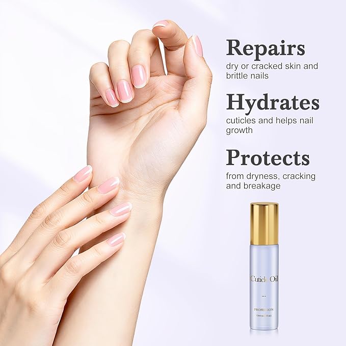 JIASHENG Cuticle Oil, Scented Roll on Cuticle Nail Oil for Nails, Hydrates, Moisturizes, Strengthens, Repairs, Revitalizing for Nails Damage Dry Cuticles, Rose & Lavender, 20 ml