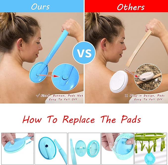 Eyxformula Easy Lotion Applicator for Back – Long Handle Cream Applicators Wand with 2 Pads, Tool to Apply Sunscreen, Self Tanner on Back, Body & Feet, Lotion Stick Brush Gift for Women, Men, Elderly