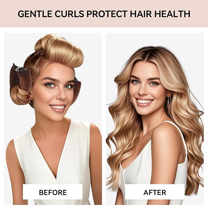 Heatless Curls Overnight Set - Jumbo Overnight Hair Curlers to Sleep In, Soft Velvet Hair Rollers for Women, No Damage Curls Styling Tools 4pcs