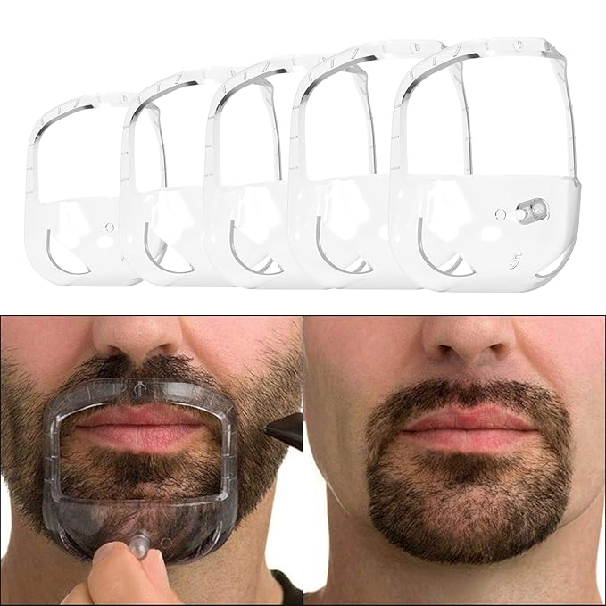 Linkidea Beard Styling Tool with Comb, Beard Guide for Men, Transparent Moustache and Side Legs for Jaw Line Cheek Neck Symmetrical Line