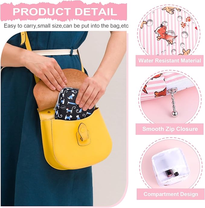 Desing Wish Sanitary Pad Storage Bag Portable Period Bag for Teen Pads/Sanitary Napkins/Small Tampons, Sanitary Napkin Storage Bag First Period Gifts for Teen Girls (Fruits Puppy)