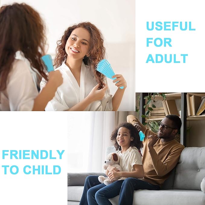2 Pieces Detangling Brush for Afro America/African Hair Textured 3a to 4c Kinky Wavy/Curly/Coily/Wet/Dry/Oil/Thick/Long Hair, Knots Detangler Easy to Clean (Sky Blue)