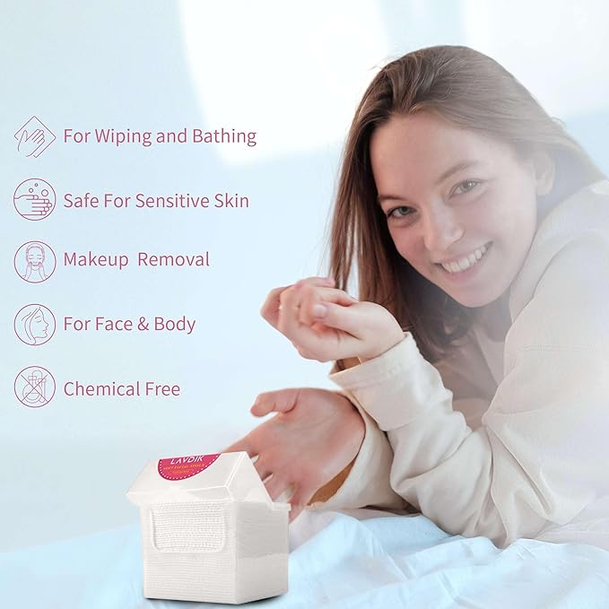 Disposable Fast Dry Wipes, Daily Face Towel, Facial Washcloth, Makeup Remover, Cleansing Towelettes, Ultra Soft, 40 Ct,1 reusable plastic box