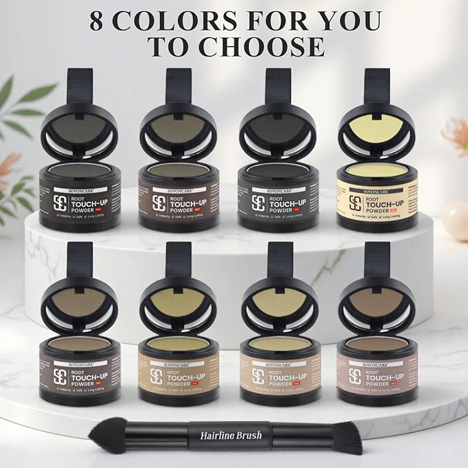 SOVONCARE Wet Hairline Powder for Women & Men - Hair Root Touch Up Powder for Grey Coverage, Thinning Hair & Bald Spots, Stays All Day - Instant Root Cover Up, Includes Brush（Blonde 0.14 Oz）