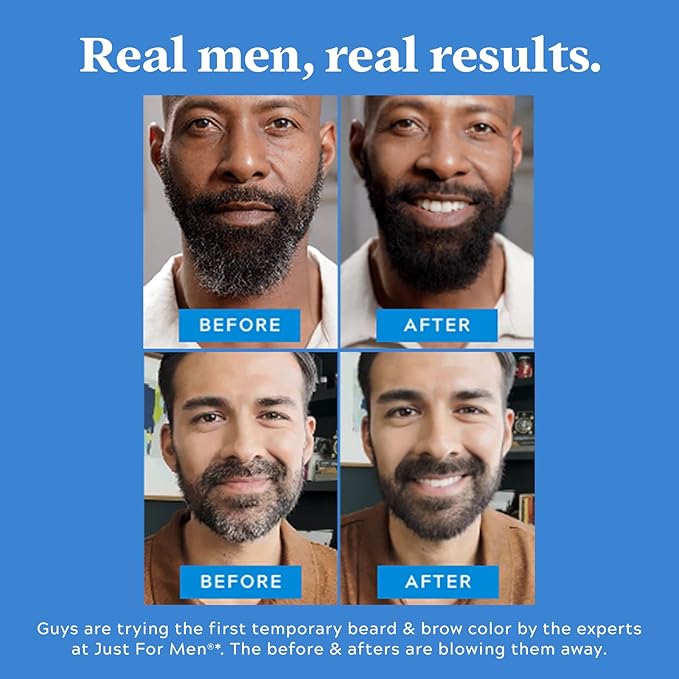 Just for Men 1-Day Beard & Brow Color, Temporary Color for Beard and Eyebrows, For a Fuller, Well-Defined Look, Up to 30 Applications, Black