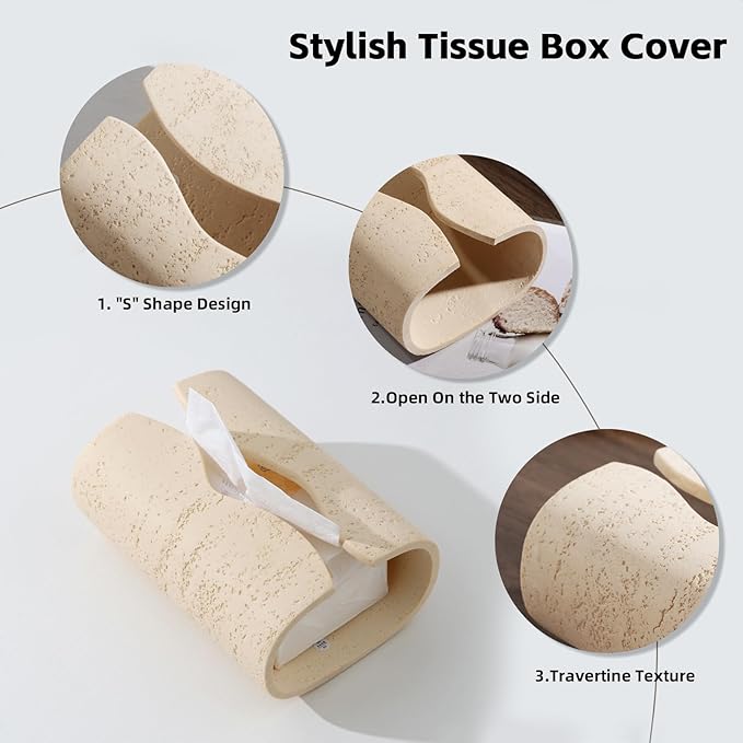 Tissue Box Cover Rectangle, Resin Facial Tissue Holder Covers Toilet Paper Holder, Tissue Holders Decorative Paper Dispenser Home Decor for Bathroom Kitchen Bedroom Living Room Office Yellow