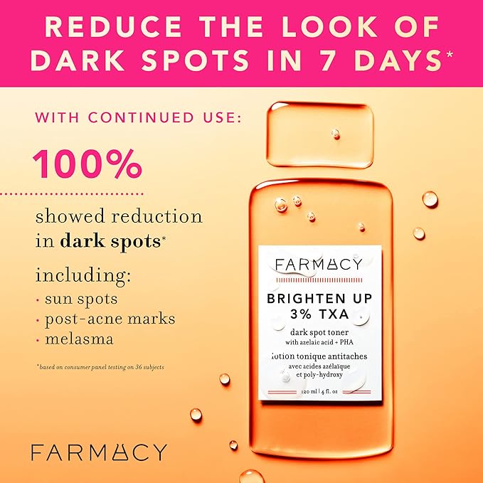 Farmacy 3% TXA Brightening Toner for Face - Dark Spot Corrector with Azelaic Acid, Tranexamic Acid + 5% PHA - Helps Even Texture + Tone, Fade Dark Spots + Exfoliate - Glow-Enhancing Skin Care (10ml)