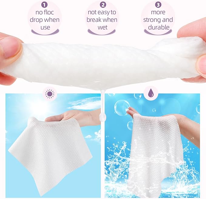 130 Count 2 PACK Disposable Face Towel, 100% Cotton Biodegradable, SoftLarge Size 10"X 12"and Thick Disposable Clean Face Towels for Washing and Drying RUIJIU