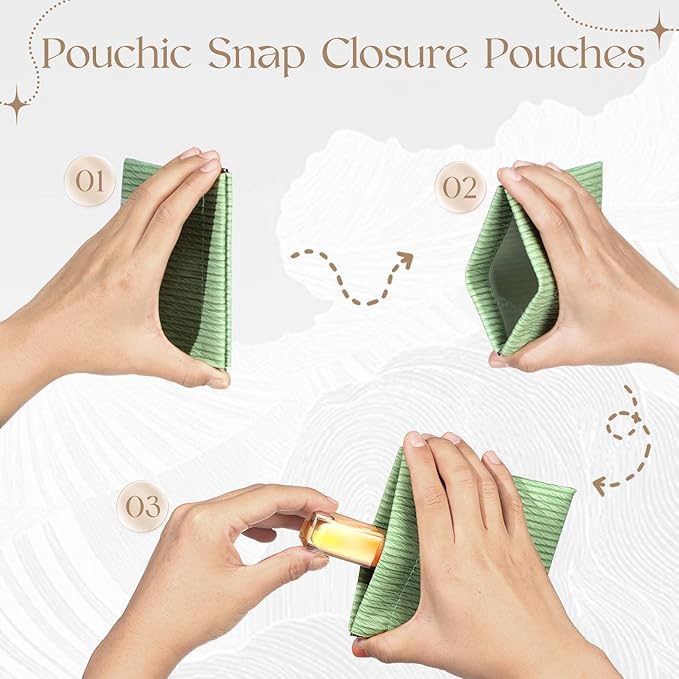 ISKYBOB 4Pcs Small Makeup Bag for Purse, 4.7in Pocket Cosmetic Bag Organizer, Waterproof PU Leather Pouches for Purse, Portable Squeeze Coin Purse for Women Mini Travel Jewelry Storage Pouch, Embossed