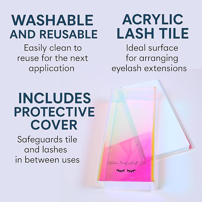 Acrylic Eyelash Storage Box - Holographic Eyelash Extension Organizer Box - Lash Organizer Tiles for Lash Extension - Perfect for Eyelash Holder, Eyelash Case and Eyelash Storage Case (Small)