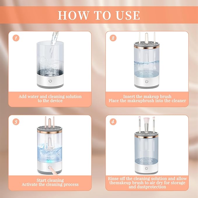 MOODTALK Multi-Function Electric Makeup Brush Cleaner - Automatic, Energy Saving Makeup Brush Cleaner and Dryer, Makeup Brush Cleaning Machine, X1, White