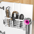 Hair Tool Organizer, 2026 Upgraded 3-in-1 Universal Hair Dryer Holder, Adjustable Height Metal Blow Dryer Holder Wall Mounted/Over Cabinet Door, Bathroom Organizer and Storage(White)