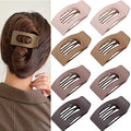 8 Pack Brown Flat Hair Clips for Women – Large Neutral Matte No-Slip Rectangle Claw Clips for Thick & Thin Hair, Strong Hold Square Hair Accessories for Everyday Office or Coffee Look